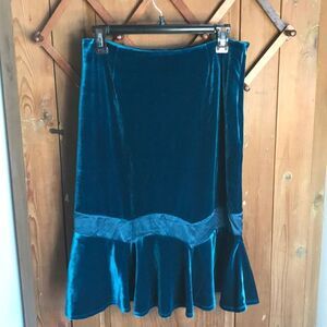 Evie Turquoise velvet & Satin skirt
